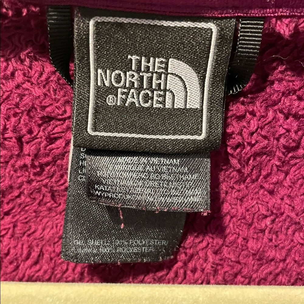 The North Face Maroon Teddy Jacket with Soft Texture and High Collar - Picture 2 of 4